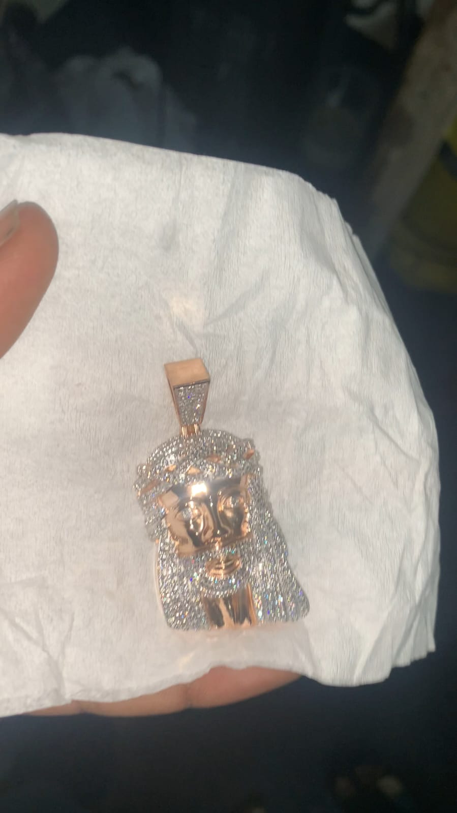 Iced Out Rose Gold Jesus Pendant Solid