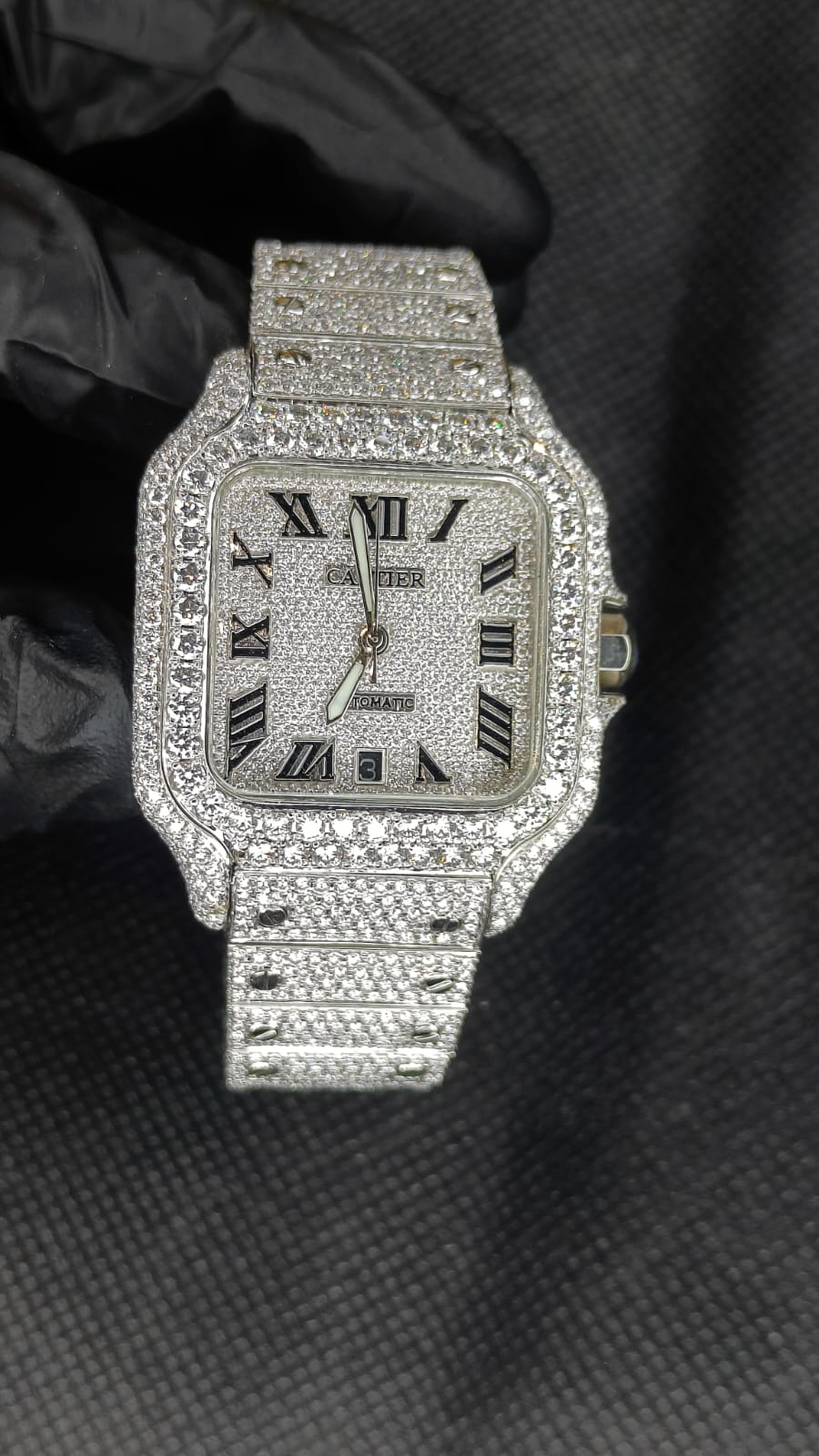 Cartier Santos VVS Moissanite Diamond Watch | 42MM | 16CT Bust Down