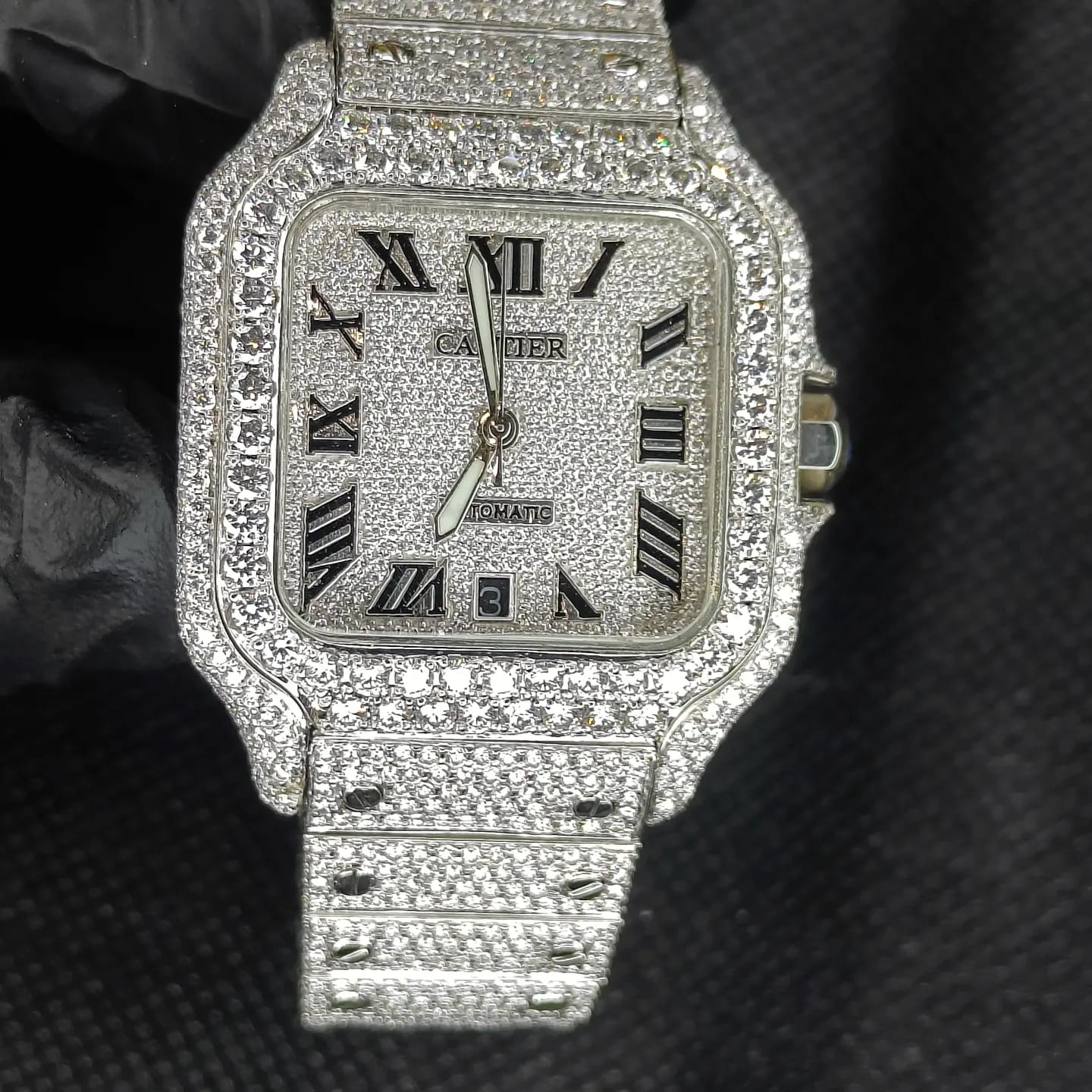 Cartier Santos VVS Moissanite Diamond Watch | 42MM | 16CT Bust Down