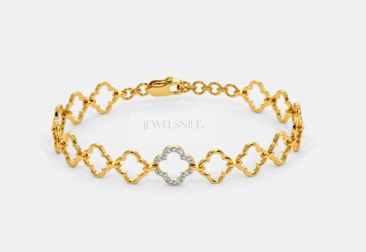 Elegant 18K Gold & Natural Diamond Women's Bracelet