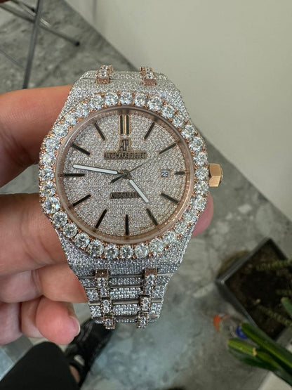 Moissanite Iced Out AP Watch / Luxury Fully Automatic VVS1 Moissanite Diamond Hip Hop Watch