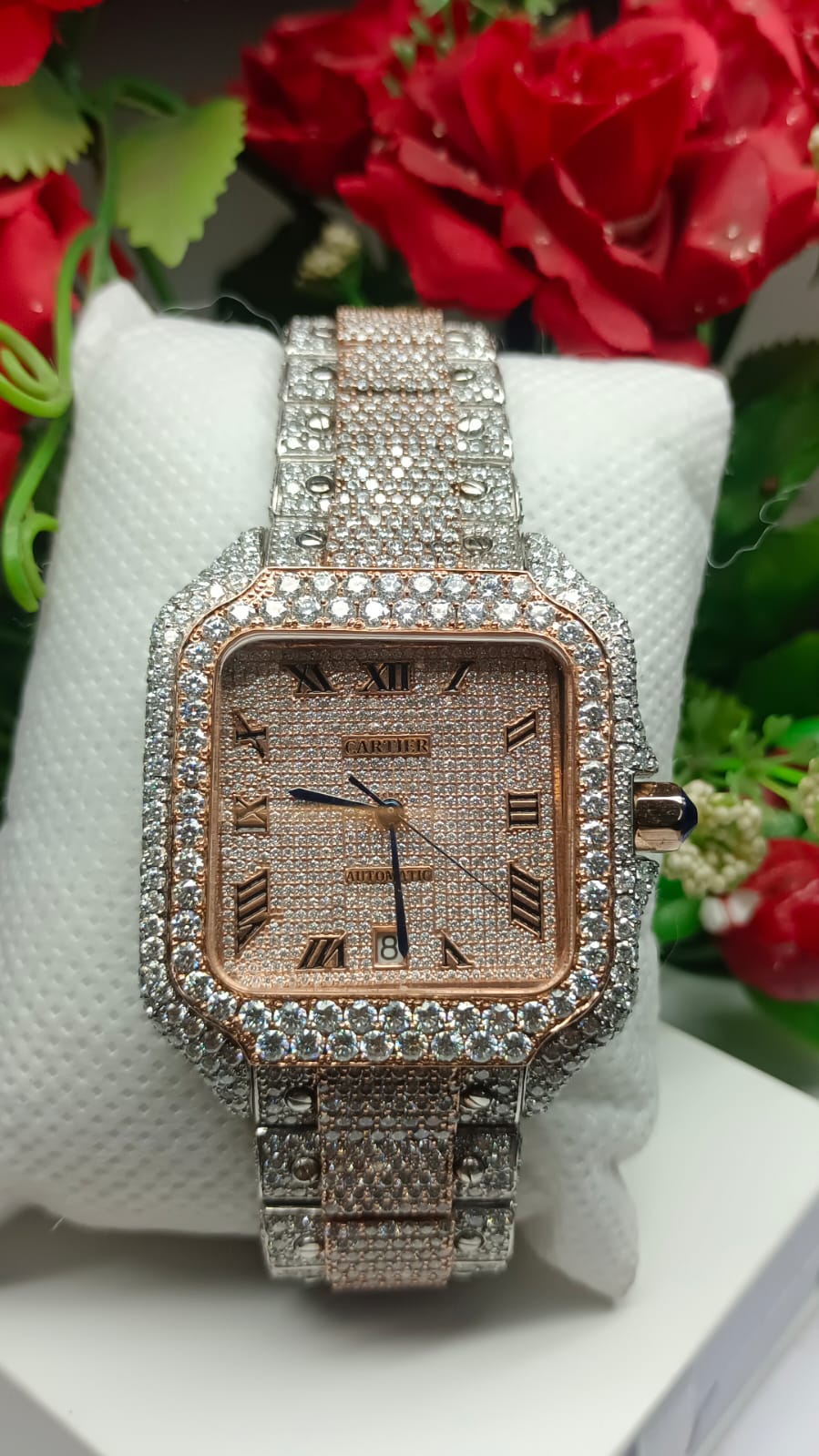 Cartier bust down moissanite diamond watch | Rose gold|