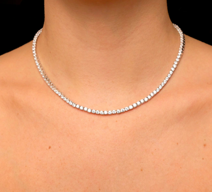 Tennis Necklace 3mm  Round Moissanite Diamond 925 Solid Sterling Silver Chain, for men, for women, choker