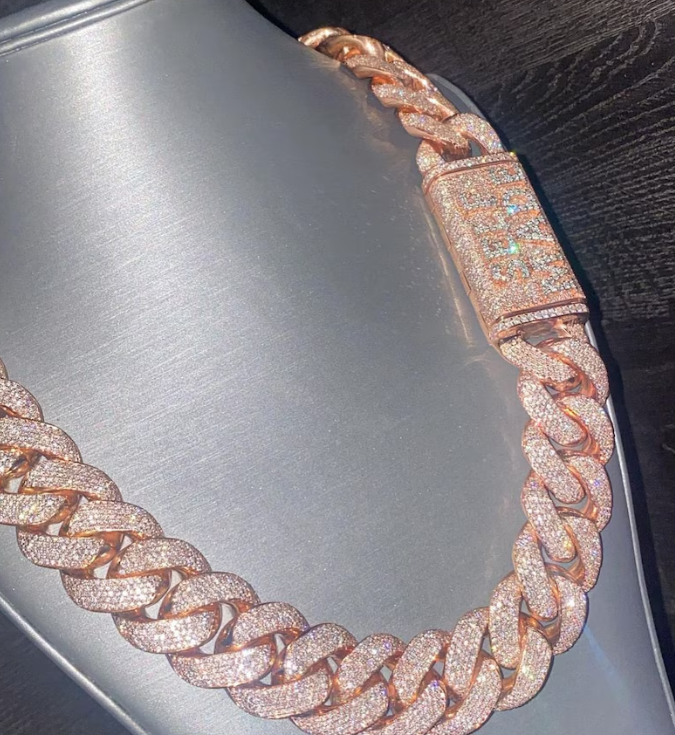 925Silver and VVs moissanite diamond iced out cuban link chain | best gift for him| daily wear | 16MM