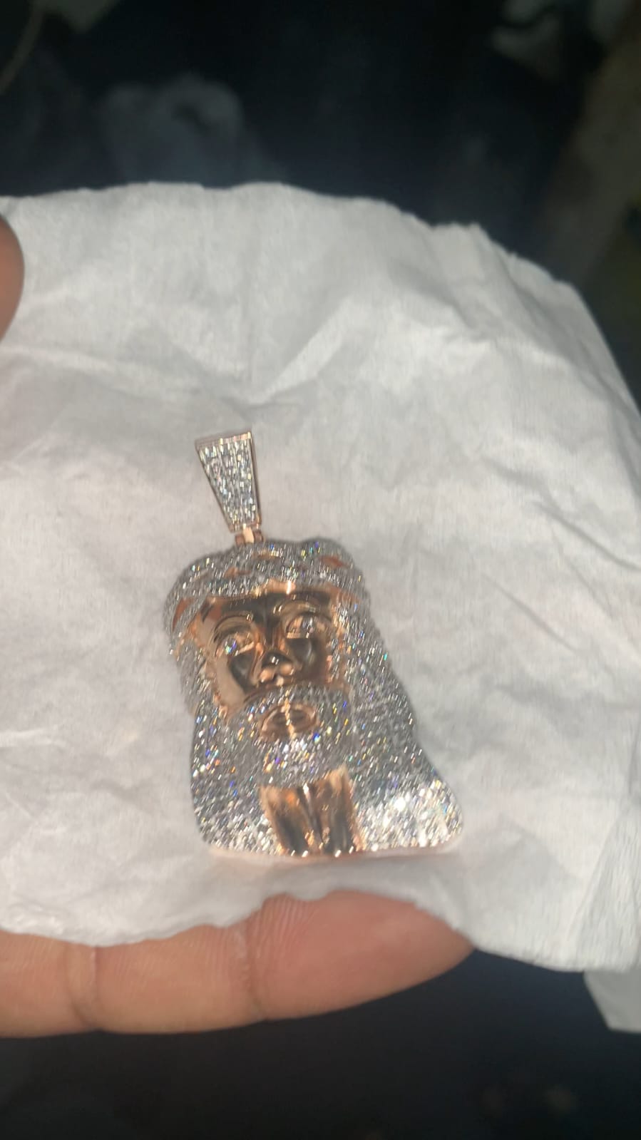 Iced Out Rose Gold Jesus Pendant Solid