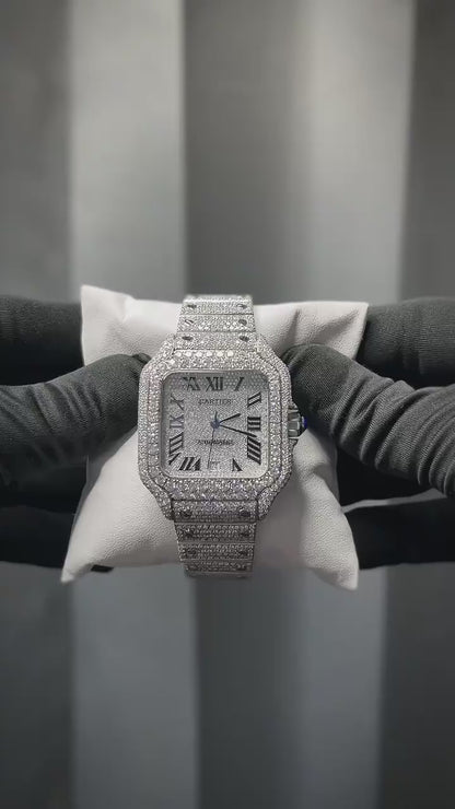 Cartier Santos VVS Moissanite Diamond Watch | 42MM | 16CT Bust Down