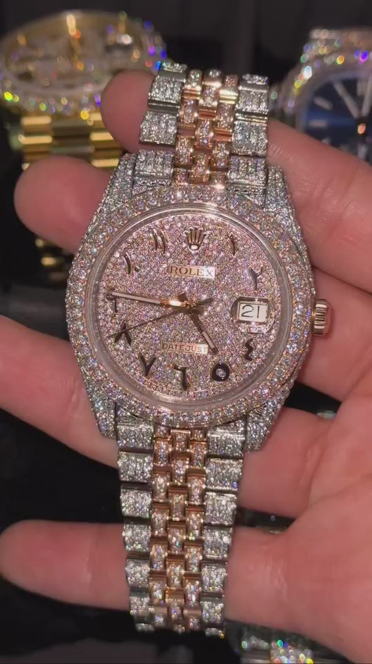 Rolex Two tone Iced out watch