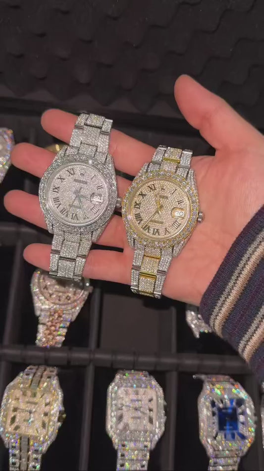 Fully iced out Moissanite diamond  Hip Hop watches | Rolex