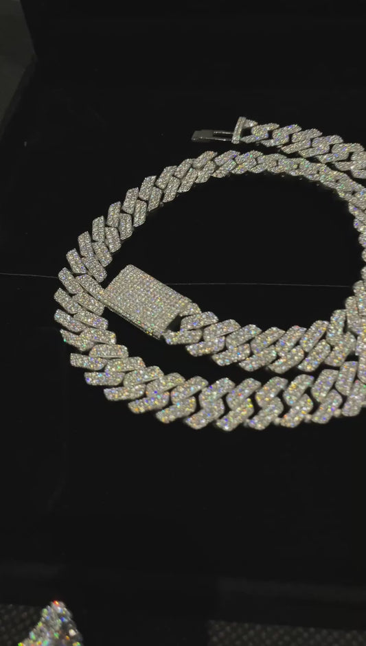 925 Silver Iced Out Cuban link Chain For Men's